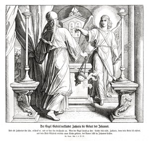 Englen Gabriel viser sig for Zacharias, Lukas af Julius Schnorr von Carolsfeld