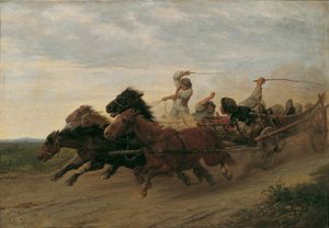 Race af berusede slovakiske bønder af Julius von Blaas d. Ä.