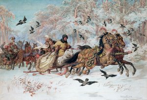 Olenka og Kmicic i en slæde, 1885