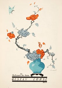 Reklame for Gustav Lohse, Parfume til kvinder, fra Styl, udgivet i 1922 (pochoirtryk) af Jupp Wiertz