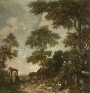 Tapet maleri af et hollandsk landskab med en grusvej af Jurriaan Andriessen (attributed to)