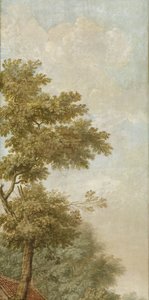 Tre vægbeklædninger med hollandsk landskab tapet maleri Tre tapetmalerier af et hollandsk landskab Tre tapetmalerier af et hollandsk landskab af Jurriaan Andriessen (attributed to)
