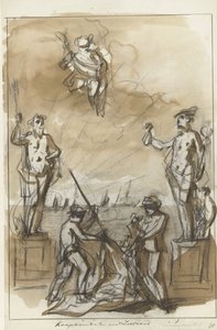 Handel og forsendelse, dekoration på Nieuwmarkt, 1795 Handel og søfart (titel på objekt)