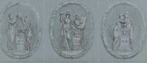 Design til tre medaljoner: Liberty, Equality og Fraternity