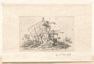 Putti ved symboler relateret til VOC, Chamber of Amsterdam og den franske hane