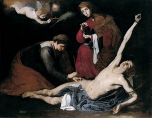 Sankt Sebastian helbredt af de hellige kvinder af Jusepe de Ribera