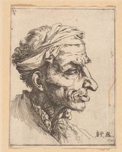 Lille grotesk hoved af Jusepe de Ribera