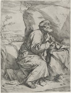The Penitent Saint Peter, ca. 1621 (radering med gravering på lagt papir) af Jusepe de Ribera