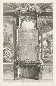 Kabinet for hr. Grev Bielenski stormarskalk af den polske krone henrettet i 1734; Chiminée med glas, med en del af støttepanel og malerier på hver side, 1. plade af Juste Aurèle Meissonnier