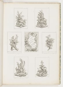 Ornament Design med krebsemotiv, pl. 14 i Livre des Légumes (serie af grøntsagsornament) pl. jeg af Juste Aurèle Meissonnier
