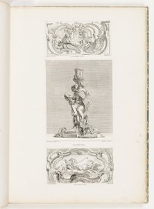 Ornament Panel med Shell Fountain flankeret af guirlander og voluter, pl. 22 i Oeuvre de Juste-Aurèle af Juste Aurèle Meissonnier