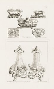 Sallieres et Tabatières (saltretter og snusbokse), tallerken 69 i Oeuvres af Juste Aurèle Meissonnier