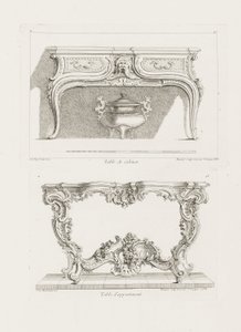 Table de Cabinet., 6. plade (undersøgelse til et bord), pl. 47 i Oeuvre af Juste Aurèle Meissonnier