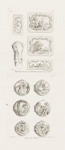 Forskellige designs til snusbokse og et rørhåndtag, 5. plade, pl. 53 i arbejde af Juste-Aurèle Meissonnier af Juste Aurèle Meissonnier