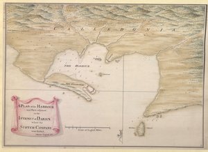 En plan over havnen og de tilstødende dele af ISTHMUS i DARIEN, hvor det skotske kompagni blev bosat. / I. Watson: Ingeniør: 1743. af Justly Watson