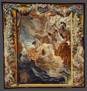 Cæsar kaster sig i havet fra Historien om Cæsar og Kleopatra af Justus van Egmont