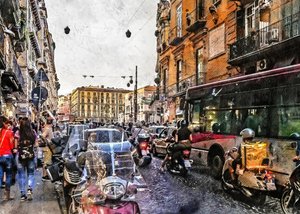 En travl gade i en europæisk by af Justyna Jaszke