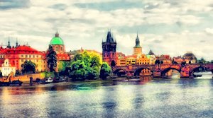 Udsigt over Karlsbroen i Prag af Justyna Jaszke