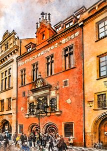 Den historiske facade i Prag