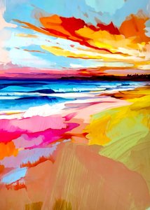 En livlig solnedgang ved stranden af Justyna Jaszke