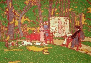 Maler Lazarine og Anella i parken. Det er varmt, 1910 af József Rippl Rónai