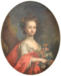 Et barn med blomster af KMS 1587 Ubekendt