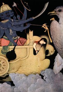 Ravana kæmper med Jatayu, 1913. af K Venkatappa