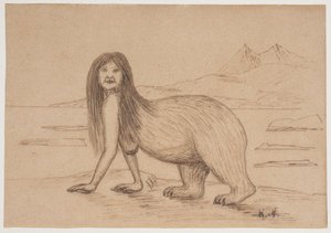Kvinde med en bagdel af en isbjørns krop (illustration til en inuitlegende)