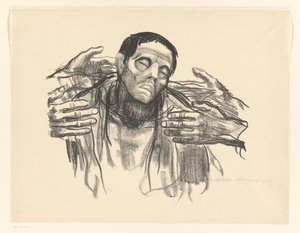Mand og fire hænder Halvt Rusland (original titel) af Käthe Kollwitz (signed by artist)