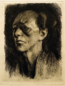 Arbejdskvinde (med øreringe) af Käthe Kollwitz