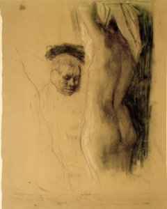 K. Kollwitz, mand knælende foran en nøgen kvinde af Käthe Kollwitz