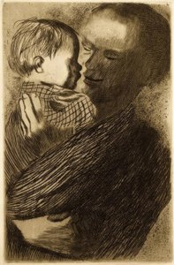 Mor med et barn i armene af Käthe Kollwitz