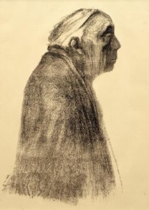 Selvportræt i profil til højre af Käthe Kollwitz