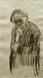 Stående kvinde med hovedet hvilende på højre hånd af Käthe Kollwitz