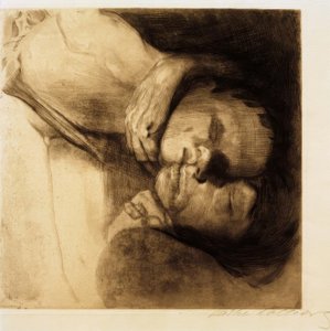 Død, hustru og barn af Käthe Kollwitz