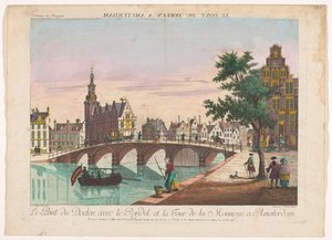 Udsigt over Doelenbrug over Amstel i Amsterdam Le Pont du Doelen a Amsterdam (titel på objekt) af Kaiserlich Franziskische Akademie