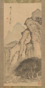 Landskab med vandfald, ca. 1817. af Kameda Bosai