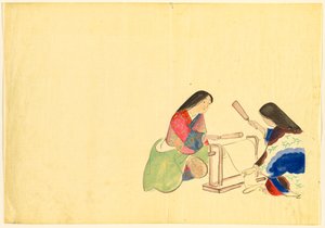 Flowers of a Hundred Worlds (Momoyogusa): Fulling Silk (Uchiginu) af Kamisaka Sekka