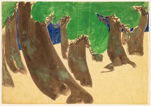 Flowers of a Hundred Worlds (Momoyogusa): Windswept Pines (Sonarematsu) af Kamisaka Sekka