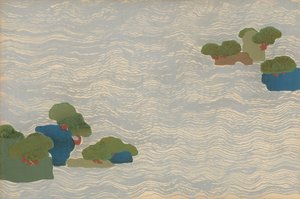 Fyrre-øer i et sølvhav, fra en Chigusa-serie (A Thousand Grasses). af Kamisaka Sekka