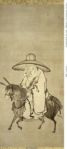 Digteren Du Fu rider på et æsel af Kanô Shigenobu