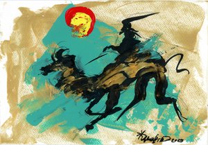 Dynamic Rider Golden Horse af Kanat Ibragimov