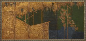 Frugtende vinstokke på et bambusespalier, Momoyama-periode, slutningen af det 16. århundrede.