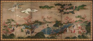 Maple viewers (紙本著色観楓図, shihonchoshoku kanpūzu)