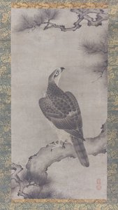 Hawk on a Pine Shoo zu, 1500-tallet. af Kano Yukinobu