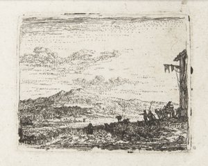 Italiensk landskab med bil på kro Små landskaber (serietitel) af Karel Du Jardin