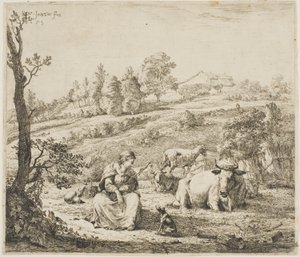 En hyrdinde, der taler til sin hund af Karel Dujardin