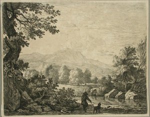 Landskab med mand og hund af Karel Dujardin