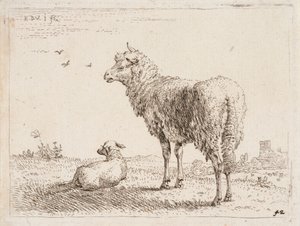 Får med lam af Karel Dujardin