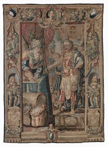 Antonius og Kleopatra (Antonius erobrer Pelusium); billedtæppe, ukendt dato (uld | blyant) af Karel van II Mander